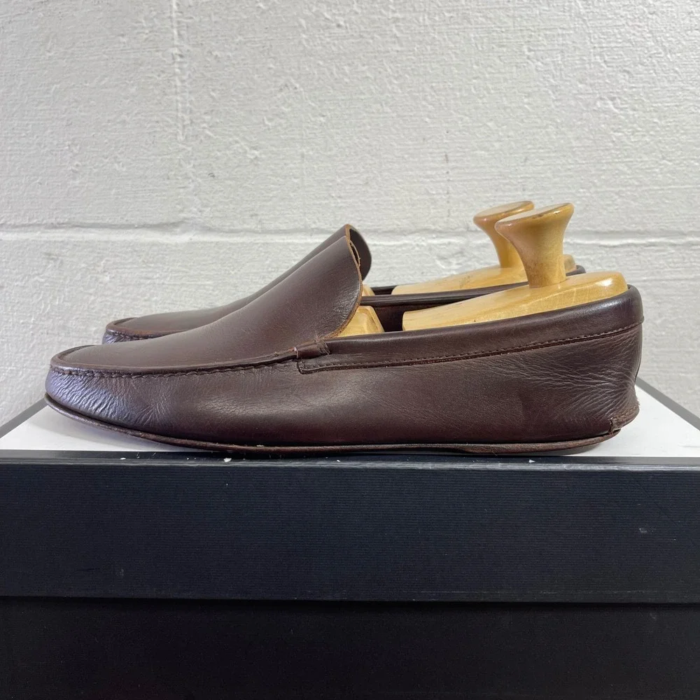 Jil Sanders Brown Leather Loafers Slip On Dress Shoes Mens 10 D Italy Made‎